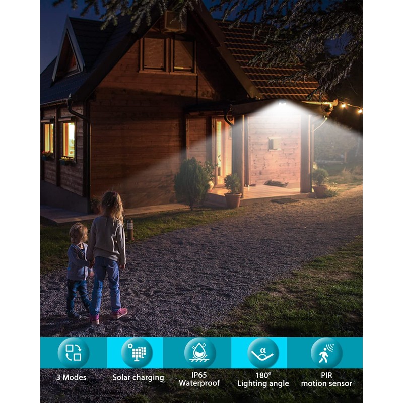 kolpop Solar Lights Outdoor 2 Pack, 140LED/3 Modes Motion Sensor