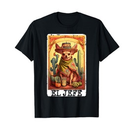 Funny Cinco De Mayo Chihuahua El Jefe Mexican Tarot Card T-Shirt