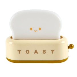 THE CONCEPT FACTORY, LA0101, Kawaii Toast Night Light Lamp for Children's Bedroom, Soft and Soothing Light, Playful Design, Safe Materials, Ideal for Decoration, Green, White, 20 cm