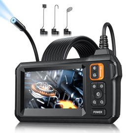 Endoscope Camera with Light, Inspection Borescope Camera with 4.3" IPS Screen, 1920P HD with 8 LED Lights, 16.5FT Semi-Rigid Cord Bore Scope, IP67 Waterproof Endoscope for Sewer, Tools(Orange)