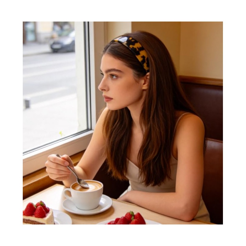 Lvnwrip Wide Tortoise Shell Headband with Teeth, Acetate Resin Hair