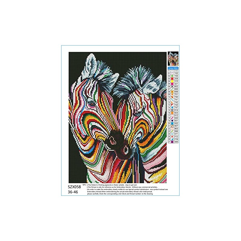 Meecaa Cross Stitch Kits 11 Count Stamped, Colored Zebra Animal
