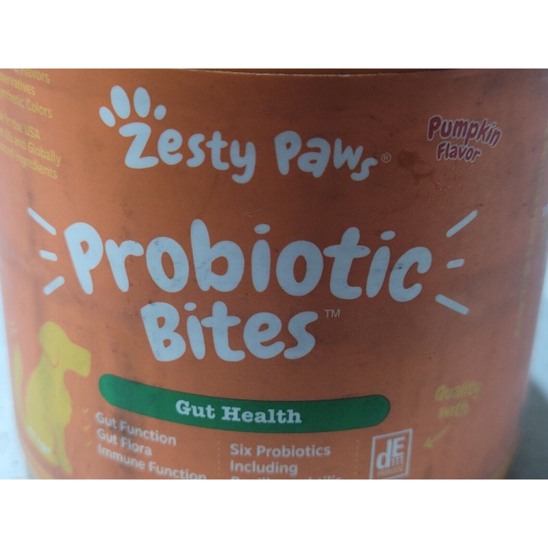 Zesty Paws 90 Probiotic Bites for Dogs Digestive Enzyme Gut