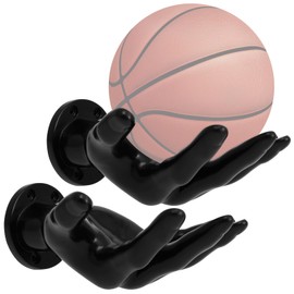 Pack of 2 Ball Holder Wall Hand 15 x 21.5 cm, Ball Holder Hand Ultra Safe Stable with 4 Screws 4 Nails, Basketball Holder Creative Ball Holder Wall Handball for Basketball Football Volleyball