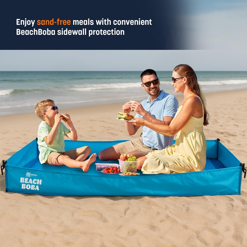 BeachBoba Sandproof Beach Blanket - Outdoor Playpen Sheet with Side