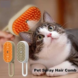 2024 Multifunctional Cat Dog Hair Brush for Removing Tangled and Loose Hair, Steamy Cat Brush, 3 In1 Cat Steamy Brush for Massage, Cat Grooming Brush Pet Hair Removal Comb for Cat and Dog (Khaki)