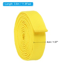 PATIKIL Taekwondo Colored Ranking Belt 1.6" x11.8Ft 3.6m, Cotton Martial Arts Judo Karate Belt for Coach Teaching Practice, Yellow