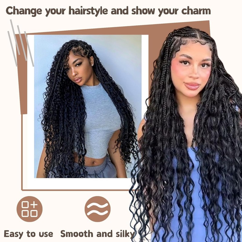 22 Inch 30# Deep Wave Bulk Hair Extensions for Boho