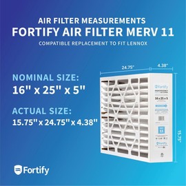 Fortify 16x25x5 MERV 11 Replacement for Lennox X6670, HCF16-11 HVAC Furnace Filter. (2-Pack) Actual Size: 15.75 x 24.75 x 4.38