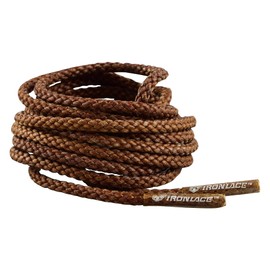 IRONLACE Unbreakable Round Bootlaces - Indestructible, Waterproof & Fire Resistant Boot & Shoe Laces, 1500-Pound Breaking Strength/Pair, Brown, 96-Inch, 3.2mm Diameter, 1-Pair