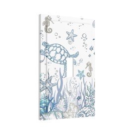 Nautical Blue Turtle Starfish Seahorse Single Toggle Light Switch Covers Decorative 1 Gang Wall Plate Electrical Device Switchplate Faceplate Farmhouse Decor