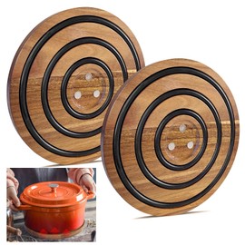 LAIAMER LAIAMER 2 PCS Magnetic Wooden Trivets for Hot Pots and Pans, Heat Resistant Acacia Wood Trivet with Cushioning Silicone Strips for Dutch Ovens Hot Dishes Pots Holder