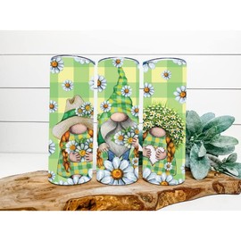 Green Gnome Daisy Tumbler, 20 oz Skinny Tumbler