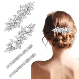 Avxdbr 4Pcs Rhinestone Hair Clips Hair Barrettes for Women Flower Hairpins Sparkly Hair Accessories for Wedding Daily Life Parties Ceremonies Proms