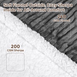 Electric Blanket Heated Throw, Soft Flannel & Sherpa Wearable Heated Blanket Hoodie, Heated Shawl Wraps for Gift with 6 Heating Levels & 12H Auto Off, ETL Certified, Home Office, 40x70 Inch, Dark Grey
