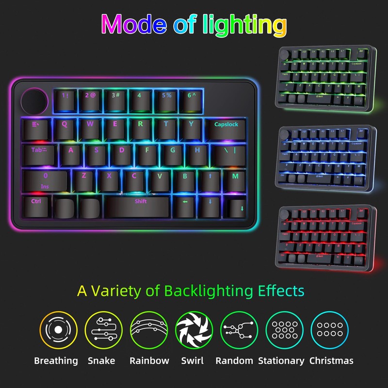 Koolertron Single-Handed Macro Mechanical Keyboard, RGB LED Backlit Portable Mini