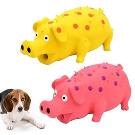 ZHENJIER Squeaky Pig Dog Toys, 2 Pack Grunting Pig Dog Toy That Oinks Grunts for Small Medium Large Dogs, Grunting Pig Sound Play Dog Toy