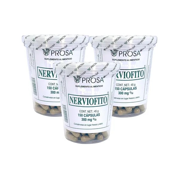 Nerviofito 150 Cápsulas Prosa 3 Pzs Valeriana Pasiflora Tila Sabor