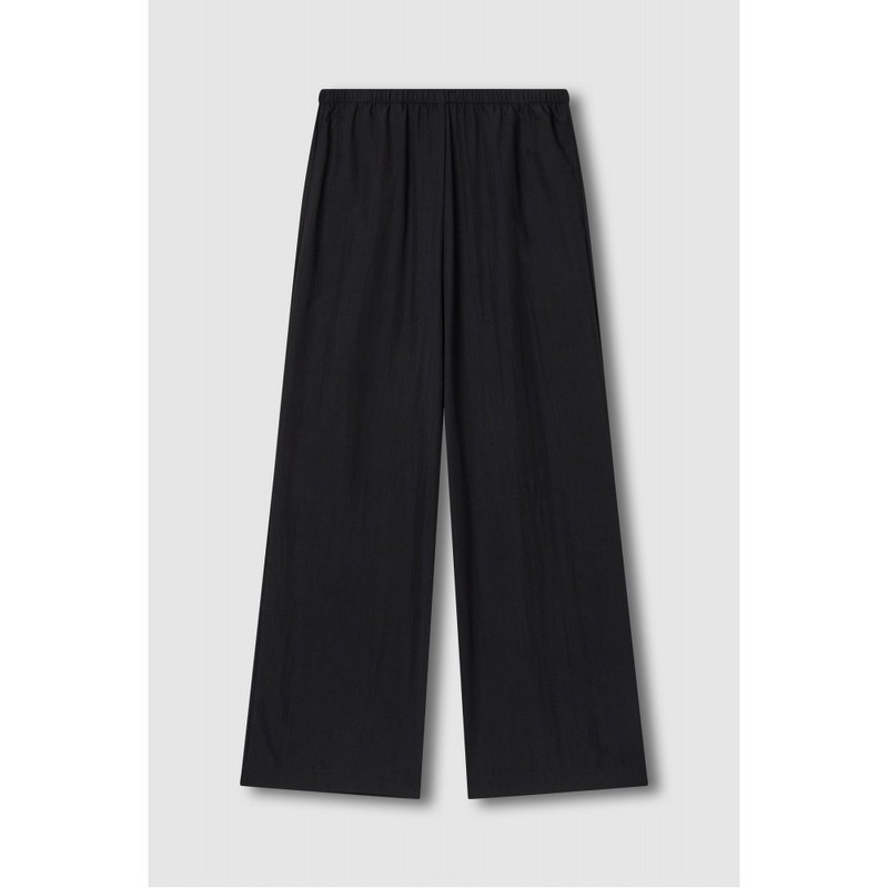 JAJU [JAJU] Women's Crinkle String Wide Pants_Black