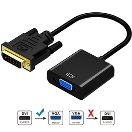 DVI to VGA Adapter, Vultic [1080P@60hz][DVI-D 24+1 Input to VGA Output] Male to Female Active Video Converter Short Cable (Black)