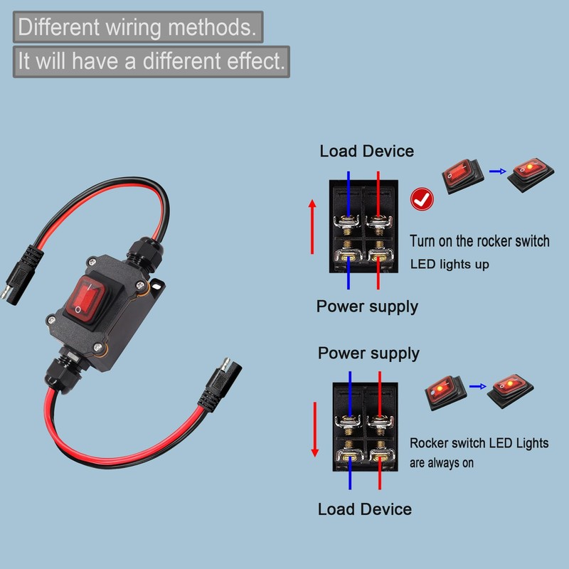 DC 12V Inline Toggle Switch, 12AWG ON/Off Switch SAE Cable