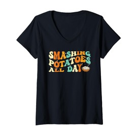 Womens Smashing Potatoes All Day Potato Carb Appreciation V-Neck T-Shirt