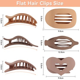 6pcs Flat Hair Clips for Women 3 Styles Ergonomic Curved Hair Claw Clips for Thick Thin Curly Hairs, Strong Hold No Slip Grip Matte Claw Clips for All Hair Textures (Leopard)