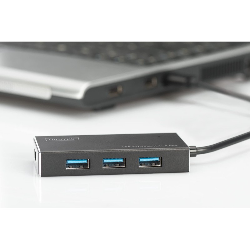 Ansmann DIGITUS USB Hub, USB 3.0 backwards compatible black Black