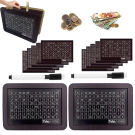 Gxlaihly Pack of 2 Wooden Money Boxes with Marker Stickers, Money Box with Counter for Ticking, Reusable, with 1000€/2000€/3000€/5000€/10000€ Target Piggy Bank