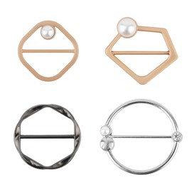 4pcs Scarf Ring Clip, T-shirt Tie Clips Scarf Buckle Ring Zinc Alloy Clothing Ring Wrap Holder Fashion Clothes Corner Knotted Button for Women for Loose Clothes Scarf Clasp Accessories