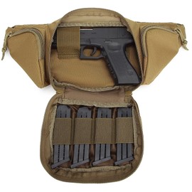 ATBP Tactical Gun Fanny Pack Concealed Carry Pistol Holster Waist Pack Fashion Running Belt Bag for Men (Tan Brown)