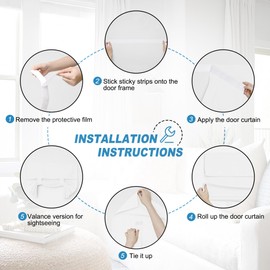 RYB HOME Linen Blended French Door Window Curtains, Room Darkening Tricia Door Shades Blinds Portable for Patio/Office/Classroom Privacy, W 26 x L 72 inch, 1 Panel, White