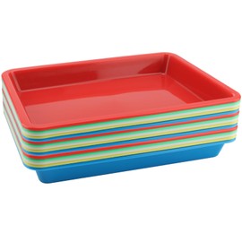 HEIHAK 15 Pack Plastic Art Trays, 11 x 8.5 Inch Multicolor Activity Organizer Serving Tray,Art and Crafts Organizer Tray for DIY Projects,Beads,Painting,Jewelry