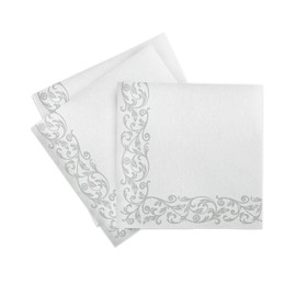 Mank Airlaid Napkins 40 x 40 cm, Wedding Napkins Perfect for Catering, Fabric-Like and Absorbent, Pack of 50 Rob (Silver)