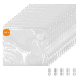 MEGAWISE Vacuum Zipper Bags 15Pcs (10 * 11in), BPA Free, Reusable Food Storage Bags with Air Valve for Sous Vide Cooking/Freezer/Microwave Heating, with 5 Seal Clips.