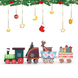 BTtime Christmas Ornament, Wooden Ornament, Figurine, Train, Mini, Gift, Car, Craft, Children, Gift, Tree, Deer, Gift, Decoration, Cute, Tabletop, Entryway, Indoor