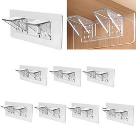8PCS Adhesive Shelf Brackets Large Size Punch Free Shelf Support Peg Strong Load-Bearing Shelf Pegs Double Row Thickened Plastic Shelf Bracket for Bookcase Cabinets Shoe Rack