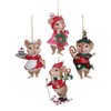 Gisela Graham 4 x Assorted Resin Mice Figurines 11cm