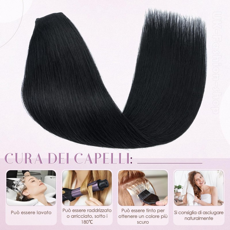 Clip Extensions In 100% Remy Human Hair for Women Jet