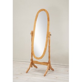 Roundhill Furniture Traditional Queen Anna Style Wood Floor Cheval Mirror, Oak Finish