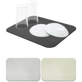 Dish Drainer, Mat, Diatomaceous Earth, Silver Ion, Made in Japan, Kitchen Tableware (7.9 x 11.8 inches (20 x 30 cm), Dark Gray)