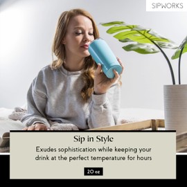 Sipworks Coffee Tumblers with Lids - 20z Stainless Steel Coffee Tumbler with Double Walled Vacuum Insulation for Hot & Cold Drinks - Spill Resistant Travel Insulated Coffee Tumbler - Gray Marble