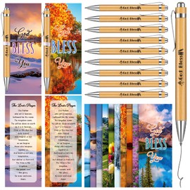 Noveread 30 Sets First Communion Favors Baptism Favors for Guests Christian Gifts Bulk Christian Pens with Bible Verse Cards and Ribbon Religious Ink Pens for Colleague Office Church(Landscape)