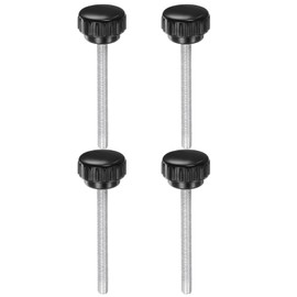 sourcing map 4pcs Knurled Clamping Knobs M6 x 60mm Metric Zinc Plated Carbon Steel Male Thread Thumb Screw on Type 30mm Plastic Round Head Threaded Hand Bolt Stud Knobs Black