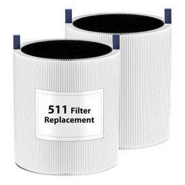 Blue Pure 511 Filter Replacement - 2 Pack, Compatible With Blueair 511 Air Cleaner, 3-In-1 True HEPA & Activated Carbon Filter