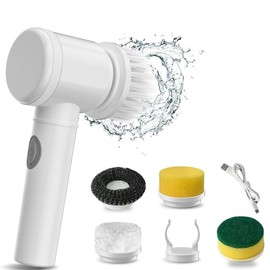 Bathroom Scrubber Rechargeable Shower Scrubber, Cordless Electric Scrubber for Kitchen,Bathroom,ShowerDoor,Bathtub,Mirror,Tile,Tub,Dish,Sink(White)