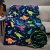 HSGLGNA Cuddly Blanket Children's Dinosaur Blanket Glow in the Dark,