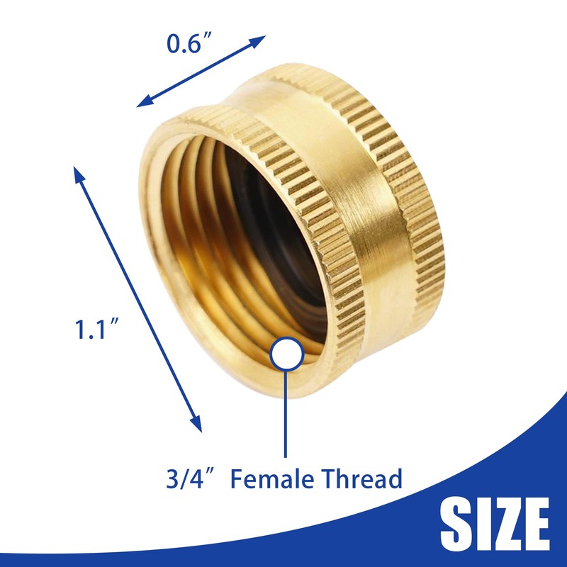 Hourleey Brass Garden Hose End Caps, 4 Pack 3/4" Female