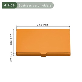 YOKIVE 4 Pcs Business Card Holder, Flip Cover Style | Keep Cards Neat, Great for Office, Home, Daily Use (Orange, 3.66 x 2.36 x 0.31-Inch)