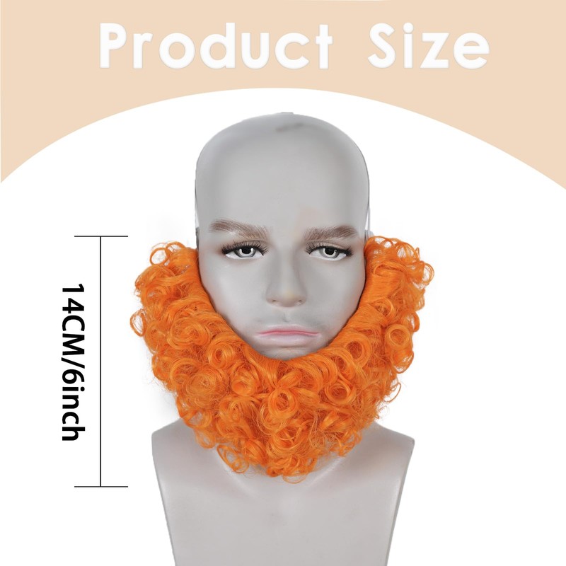 Orange Wizard Cosplay Beard for Men Short Ginger Fake Mustache